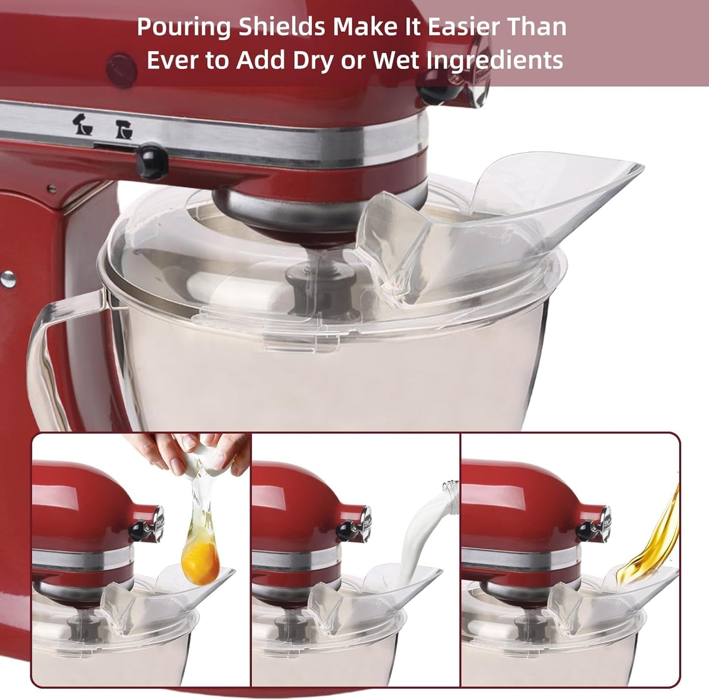 Pouring Shield for KitchenAid Mixers, Splatter Guard for 4.5-5 Qt Bowls