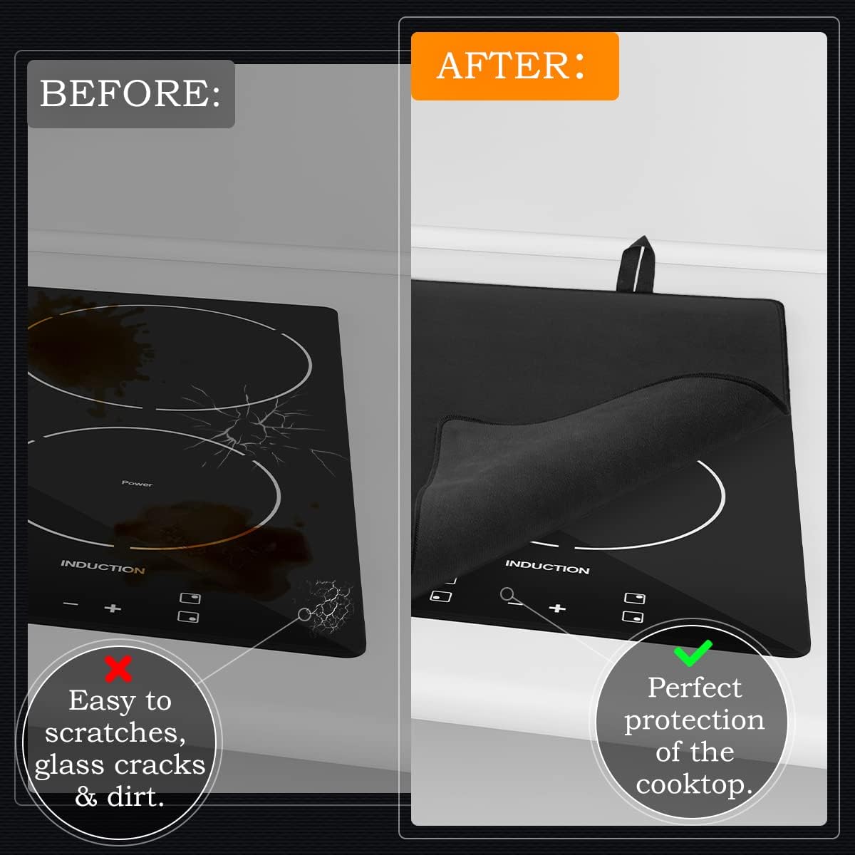 Stove Top Cover, Heat-Resistant Ceramic Glass Protector Mat for Electric & Induction Stoves