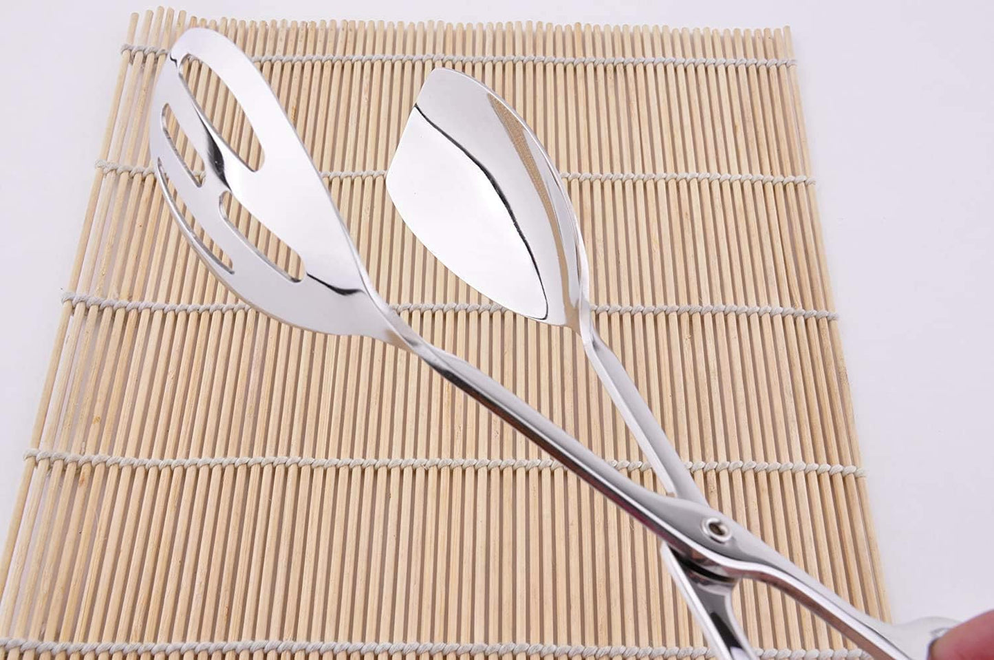 KEBE 2-Pack Stainless Steel Serving Tongs for Salad, Cake, Bread