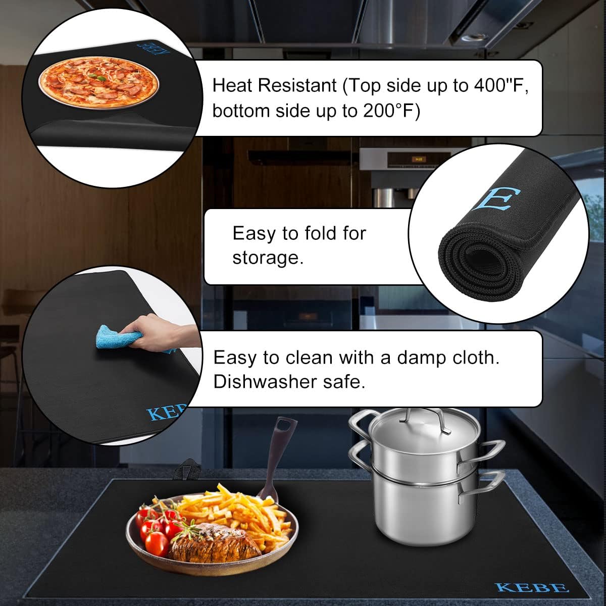 Stove Top Cover, Heat-Resistant Ceramic Glass Protector Mat for Electric & Induction Stoves