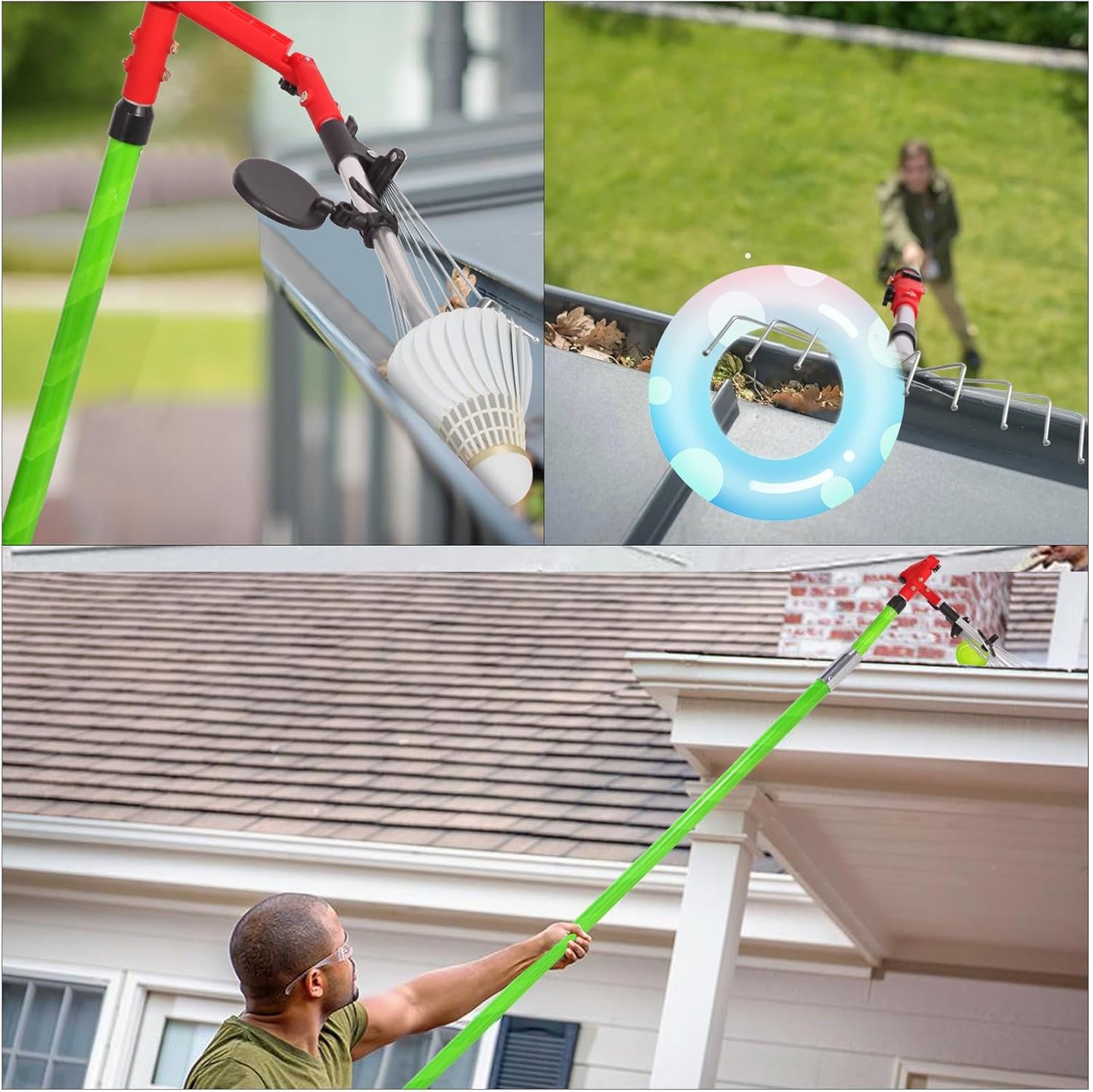 Gutter Cleaning Tool with Rake & Mirror (Pole Not Included)