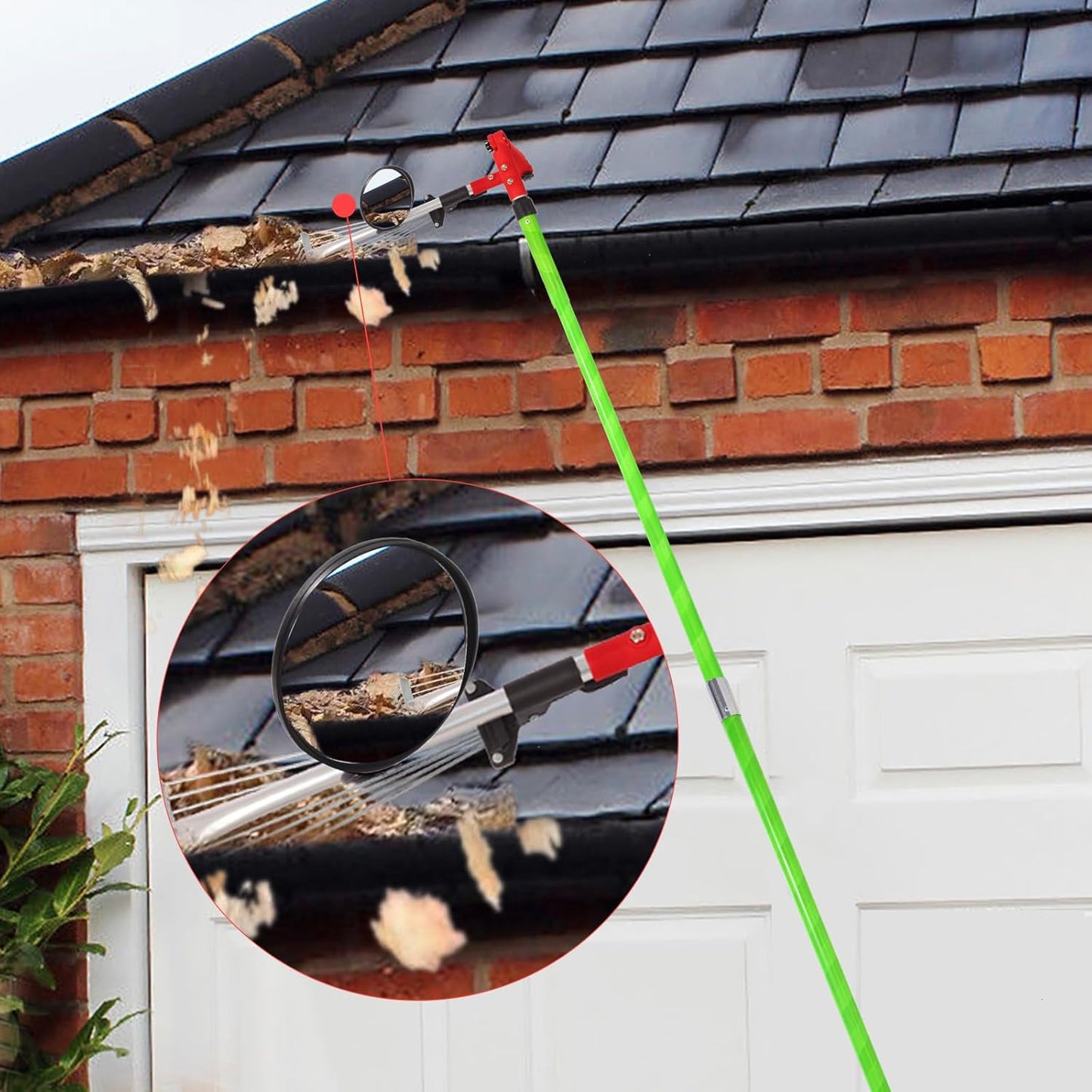 Gutter Cleaning Tool with Rake & Mirror (Pole Not Included)