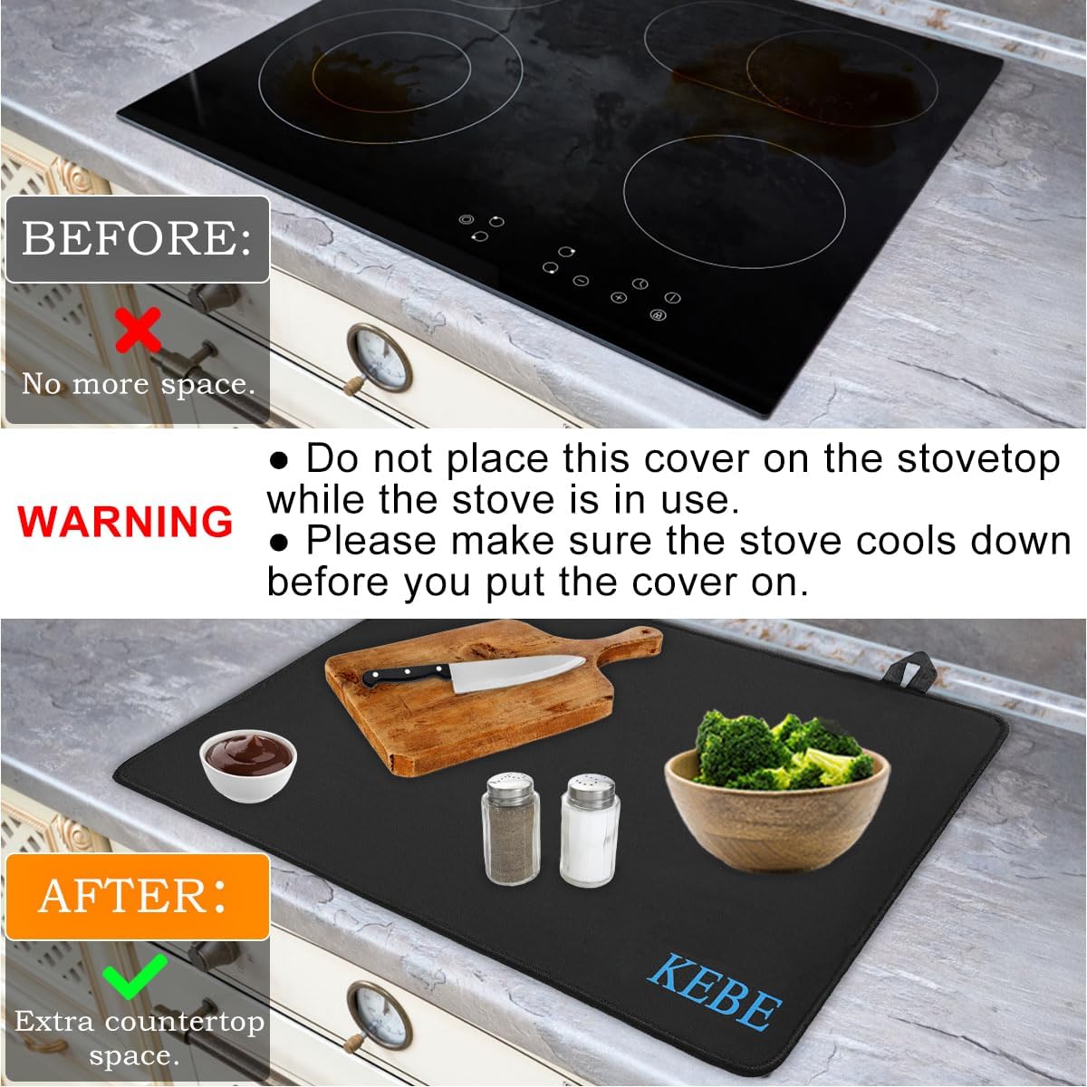 Stove Top Cover, Heat-Resistant Ceramic Glass Protector Mat for Electric & Induction Stoves