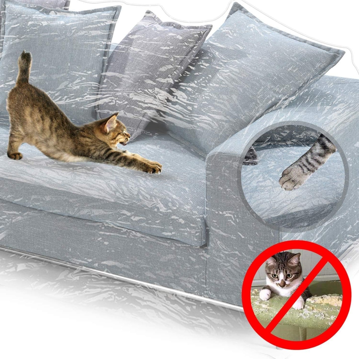 KEBE Clear Couch Cover for Pets, Cat Scratch & Waterproof Protection